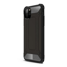 Gigapack Defender Apple iPhone 11 Pro Max műanyag telefonvédő (közepesen ütésálló, légpárnás sarok, fémhatás, fekete) tok és táska