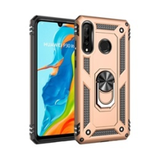 Gigapack Defender Huawei P30 Lite műanyag (közepesen ütésálló, telefontartó gyűrű, beépített fémlemez, arany) tok és táska