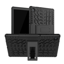 Gigapack Defender Lenovo Tab M10 műanyag telefonvédő (közepesen ütésálló, kitámasztó, autógumi minta, fekete) tablet tok