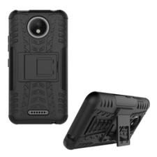 Gigapack Defender Motorola Moto C+ műanyag telefonvédő (közepesen ütésálló, kitámasztó, autógumi minta, fekete) tok és táska