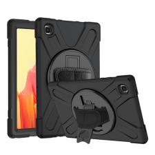 Gigapack Defender műanyag telefonvédő (közepesen ütésálló, kitámasztó, 360°-ban forgatható + kézpánt) FEKETE [Samsung Galaxy Tab A7 10.4 (2020) LTE SM-T505] (5996591014890) tablet tok