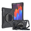 Gigapack Defender műanyag telefonvédő (közepesen ütésálló, kitámasztó, 360°-ban forgatható + kézpánt, vállpánt) FEKETE Samsung Galaxy Tab S7 LTE (SM-T875), Samsung Galaxy Tab S7 WIFI (SM-T870),
