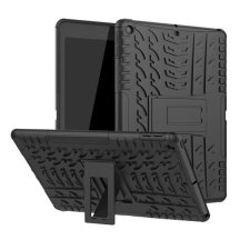 Gigapack Defender műanyag telefonvédő (közepesen ütésálló, szilikon belső, kitámasztó, autógumi minta) FEKETE [Apple IPAD 10.2 (2021)] tablet tok