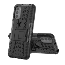 Gigapack Defender műanyag telefonvédő (közepesen ütésálló, szilikon belső, kitámasztó, autógumi minta) FEKETE Motorola Moto G41 (XT2167), Motorola Moto G31 (XT2173) tok és táska