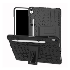 Gigapack Defender műanyag telefonvédő (közepesen ütésálló, szilikon belső, kitámasztó, autógumi minta, tolltartó) FEKETE [Apple IPAD Pro 11 ... tablet tok