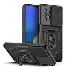 Gigapack Defender műanyag telefonvédő (közepesen ütésálló, szilikon belső, telefontartó gyűrű, kamera védelem) FEKETE Samsung Galaxy A13 4G (SM-A135F / A137F) tok és táska