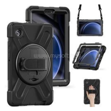 Gigapack Defender műanyag telefonvédő (ütésállóság, kitámasztó, 360° + kézpánt) FEKETE (GP-150480) tok és táska