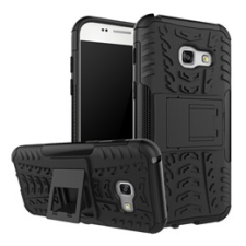 Gigapack Defender Samsung Galaxy A3 (2017) műanyag telefonvédő (közepesen ütésálló, kitámasztó, autógumi minta, fekete) tok és táska