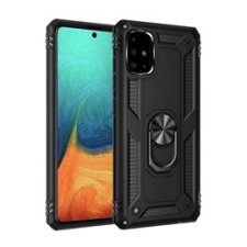 Gigapack Defender Samsung Galaxy A71 műanyag (közepesen ütésálló, telefontartó gyűrű, beépített fémlemez, fekete) tok és táska