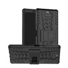 Gigapack Defender Sony Xperia 10+ műanyag telefonvédő (közepesen ütésálló, kitámasztó, autógumi minta, fekete) tok és táska