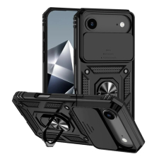 Gigapack Defender szilikon telefonvédő (ütésállóság, tartógyűrű, kameravédő) FEKETE Apple iPhone 17 Air tok és táska