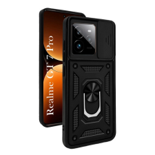 Gigapack Defender szilikon telefonvédő (ütésállóság, tartógyűrű, kameravédő) FEKETE Realme GT 7 Pro 5G tok és táska