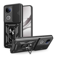 Gigapack Defender szilikon telefonvédő (ütésállóság, tartógyűrű, kameravédő) FEKETE Vivo V50 tok és táska