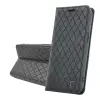 Gigapack Flip oldalra nyíló asztali tartós tok kártyatartóval 3D rombusz mintás Samsung Galaxy S25 FE fekete GP-192015