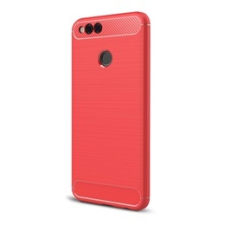 Gigapack Honor 7x Szilikon telefonvédő (légpárnás sarok, szálcsiszolt, karbon minta, piros) tok és táska