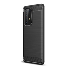 Gigapack Huawei P40 Pro Szilikon telefonvédő (légpárnás sarok, szálcsiszolt, karbon minta, fekete) tok és táska