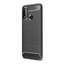 Gigapack Huawei P Smart (2020) Szilikon telefonvédő (légpárnás sarok, szálcsiszolt, karbon minta, fekete) tok és táska