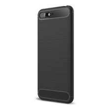 Gigapack Huawei Y6 (2018) Szilikon telefonvédő (légpárnás sarok, szálcsiszolt, karbon minta, fekete) tok és táska