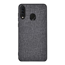 Gigapack Huawei Y6p műanyag telefonvédő (közepesen ütésálló, szilikon keret, textil hátlap, szürke) tok és táska