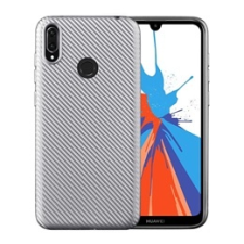 Gigapack Huawei Y7 (2019) Szilikon telefonvédő (karbon minta, ezüst) tok és táska