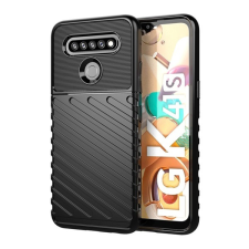 Gigapack LG K51S (K510EMW) szilikon telefonvédő (közepesen ütésálló, csíkos, dombor minta) fekete mobiltelefon kellék