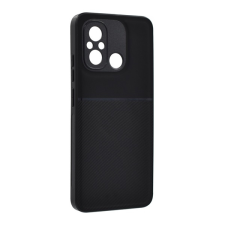 Gigapack Műanyag telefonvédő (szilikon keret, közepesen ütésálló, beépített fémlemez, bőr hatású hátlap, csíkos minta) FEKETE Xiaomi Redmi 12C tok és táska