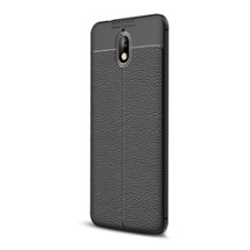 Gigapack Nokia 3.1 Szilikon telefonvédő (bőr hatású, varrás minta, fekete) tok és táska