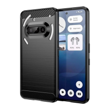 Gigapack Nothing Phone (3a) szilikon telefonvédő (ütésállóság, légpárnás sarok, szálcsiszolt, karbon minta) fekete tok és táska