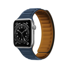Gigapack Pótszíj (egyedi méret, szilikon, bőr hatású, 3D minta, mágneses zár) SÖTÉTKÉK Apple Watch Series 1 38mm, Apple Watch Series 6 40mm, Apple Watch Series SE 40mm, Apple Watch Series 2 38mm, Ap okosóra kellék