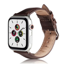 Gigapack Pótszíj (egyedi méret, szilikon, bőr hatású, állítható) SÖTÉTBARNA Apple Watch Series 1 42mm, Apple Watch Series 2 42mm, Apple Watch Series SE 2 44mm, Apple Watch Series 7 45mm, Apple Watch okosóra kellék