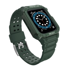 Gigapack Pótszíj (egyedi méret, szilikon, közepesen ütésálló, állítható + szilikon keret) SÖTÉTZÖLD Apple Watch Series 4 40mm, Apple Watch Series 5 40mm, Apple Watch Series 1 38mm, Apple Watch Se okosóra kellék