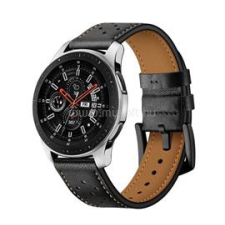 Gigapack Pótszíj (univerzális, 22mm, valódi bőr, légáteresztő) FEKETE (GP-95135) okosóra kellék