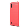 Gigapack Samsung Galaxy A01 Szilikon telefonvédő (légpárnás sarok, szálcsiszolt, karbon minta, piros)