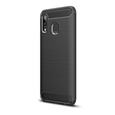 Gigapack Samsung Galaxy A20 Szilikon telefonvédő (légpárnás sarok, szálcsiszolt, karbon minta, fekete) tok és táska