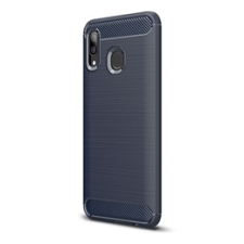 Gigapack Samsung Galaxy A20 Szilikon telefonvédő (légpárnás sarok, szálcsiszolt, karbon minta, sötétkék) tok és táska