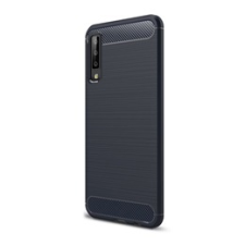 Gigapack Samsung Galaxy A7 (2018) Szilikon telefonvédő (légpárnás sarok, szálcsiszolt, karbon minta, sötétkék) tok és táska