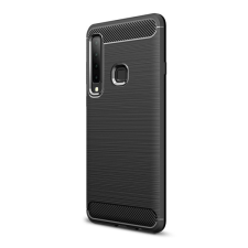 Gigapack Samsung Galaxy A9 (2018) szilikon telefonvédő (légpárnás sarok, szálcsiszolt, karbon minta, fekete) tok és táska