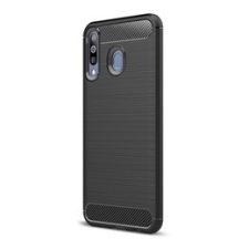 Gigapack Samsung Galaxy M30 Szilikon telefonvédő (légpárnás sarok, szálcsiszolt, karbon minta, fekete) tok és táska