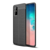 Gigapack Samsung Galaxy S20+ Szilikon telefonvédő (bőr hatású, varrás minta, fekete)