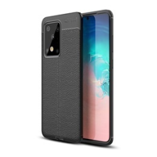 Gigapack Samsung Galaxy S20 Ultra Szilikon telefonvédő (bőr hatású, varrás minta, fekete) tok és táska