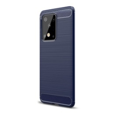 Gigapack Samsung Galaxy S20 Ultra Szilikon telefonvédő (légpárnás sarok, szálcsiszolt, karbon minta, sötétkék) tok és táska