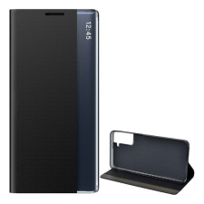 Gigapack Samsung Galaxy S21 Plus (SM-G996) tok álló, textil hatású (aktív Flip, oldalra nyíló, Smart View Cover) fekete tok és táska