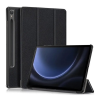 Gigapack Samsung Galaxy tab S9 FR tok álló, bőr hatású (aktív FLIP, oldalra nyíló, TRIFOLD, asztali tartó, ceruza tartó) FEKETE