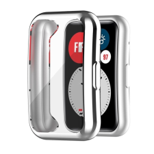 Gigapack Szilikon keret (BUMPER, ütésálló, fémhatás) EZÜST Huawei Watch Fit okosóra kellék