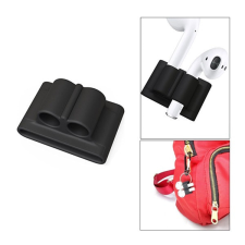 Gigapack Szilikon tartó (óraszíjra, táskára fűzhető, Apple AirPods) FEKETE fülhallgató, fejhallgató tok