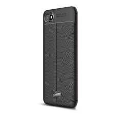 Gigapack Szilikon telefonvédő (közepesen ütésálló, bőr hatású, varrás minta) FEKETE Xiaomi Redmi 6A tok és táska