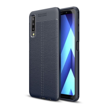 Gigapack Szilikon telefonvédő (közepesen ütésálló, bőr hatású, varrás minta) SÖTÉTKÉK [Samsung Galaxy A7 (2018) SM-A750F] (5996457826087) tok és táska