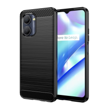 Gigapack Szilikon telefonvédő (közepesen ütésálló, légpárnás sarok, szálcsiszolt, karbon minta) FEKETE Realme C33 tok és táska