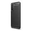 Gigapack Szilikon telefonvédő (közepesen ütésálló, légpárnás sarok, szálcsiszolt, karbon minta) FEKETE [Samsung Galaxy S22 5G (SM-S901)] (5996591119885)