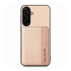 Gigapack Szilikon telefonvédő ütésállóság bőr hatású hátlap mágneses kitámasztó kártyatartó RFID karbon minta Samsung Galaxy A37 5G bézs GP-183615